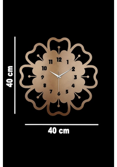 Mercan Model Metal Lazer Kesim Akar Sessiz Mekanizmalı Duvar Saati 40 40 Cm -m018 Bakır
