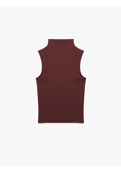 Koton Pamuklu Slim Fit Kolsuz Dik Yaka Body Bordo 6wak10180ek Bordo