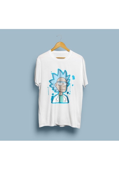 Oversize Rick Sanchez Tasarım Unisex T-shirt Beyaz