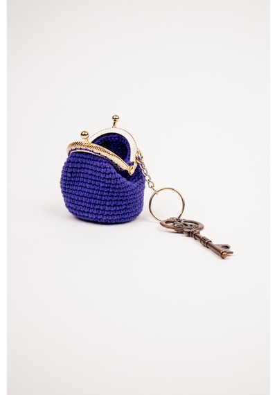 Fabric Craft Bag Mini Bozuk Para Cüzdanı Anahtarlık Klipsli Mor