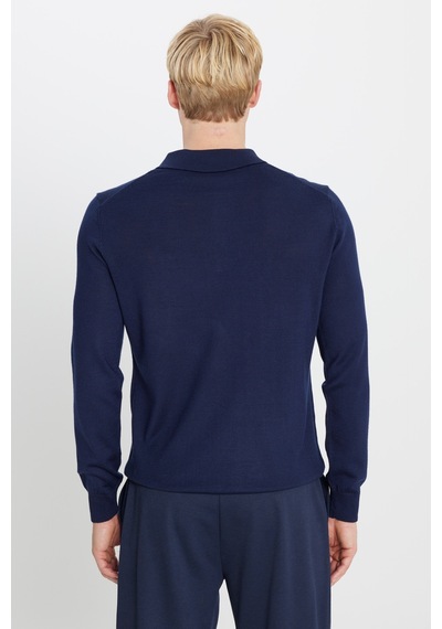 AC&Co / Altınyıldız Classics Erkek Lacı Yünlü Standart Fit Normal Kesim Polo Yaka Triko Kazak Lacı