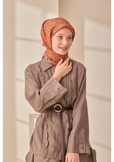 Silk Home Aura Eşarp 140005-28 Koyu Turuncu, Mint, Pudra