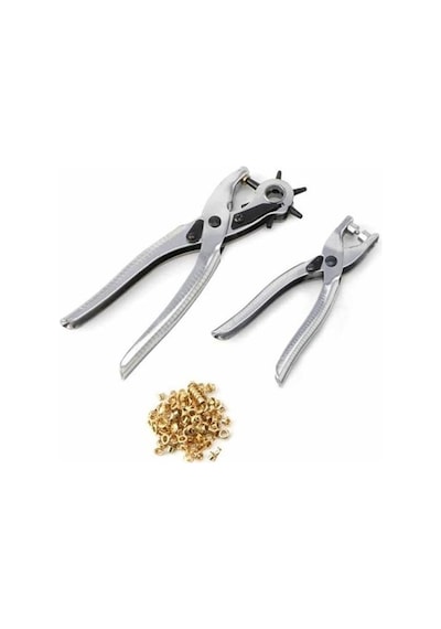 Ayarlanabilir 6 Başlıklı Çelik Kemer Delme Pensi Ve Metal Çıtçıt Takma Makinesi Seti