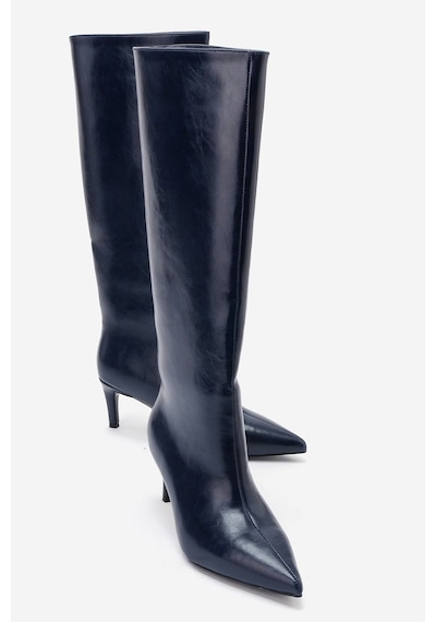 Luvi Shoes Camila Lacivert Cilt Kadın Topuklu Çizme