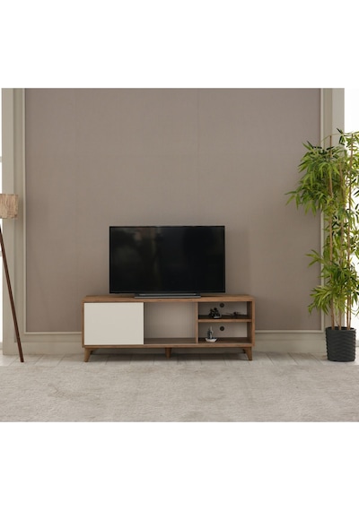 Tv Sehpası Sürgülü Kapak 140x40x35 Cm Beyaz