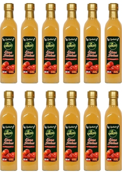Elma Sirkesi 12x500 Ml - %100 Katkısız Doğal Geleneksel Ev Yapımı