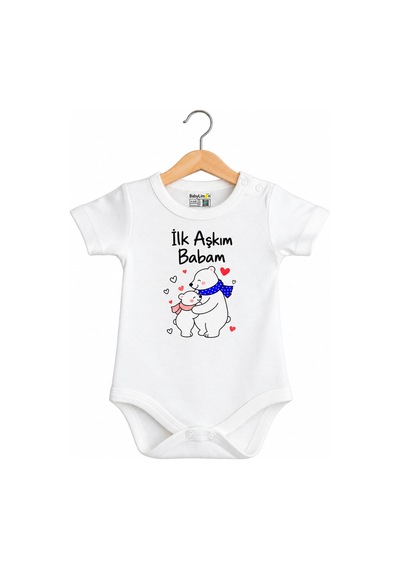 Babylimon Pamuklu Bebek Body - Ilk Aşkım Babam- Bebek Zıbın Badi - Yazılı Zıbın Beyaz - 936719725 Beyaz