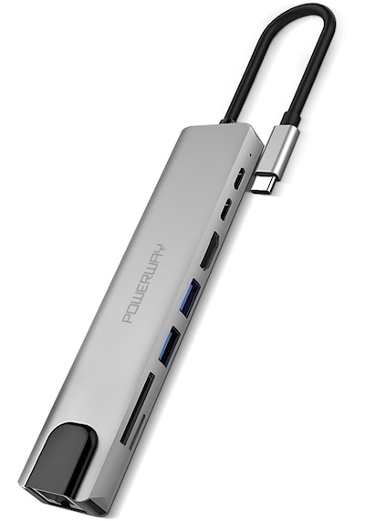 Powerway Type-c Hub Dönüştürücü Hdmi Usb Micro Sd Çevirici 8 Girişli Çoğaltıcı Universal Uyumluluk