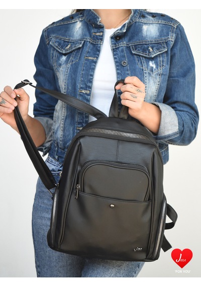 Jara Bag Freya Kadın Sırt Çantası Şık, Yumuşak Dokulu Ve 5 Bölmeli Siyah