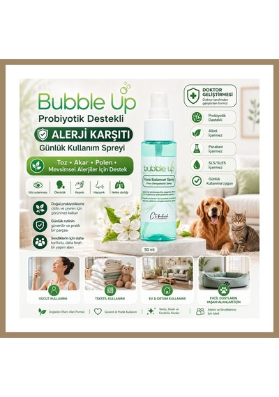 Bezos Bubble Up Kedi Köpek Yaşam Alanları İçin Alerji Karşıtı Sprey 50 Ml 22