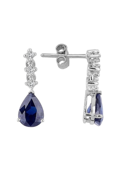 0.17 Karat Pırlantalı Damla Safir Küpe Pe1791-3 Beyaz