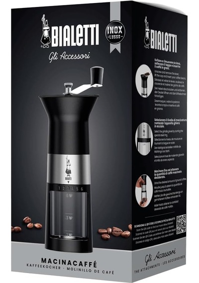 Bialetti - Manuel Kahve Değirmeni - Paslanmaz Çelik - Mat Siyah Çok Renkli