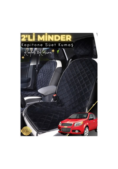 Chevrolet Aveo Uyumlu 2'li Süet Oto Koltuk Minderi Terletmez Kolay Montaj Oto Aksesuar A2 Siyah