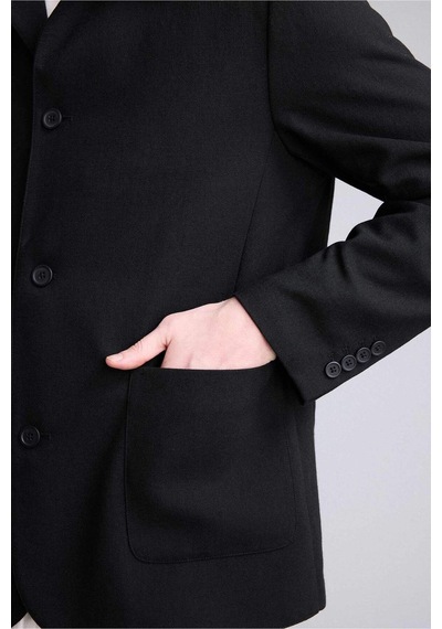 Defacto Regular Fıt Polo Yaka Yarım Astar Blazer Ceket G7591ax26smbk27 Siyah-bk27