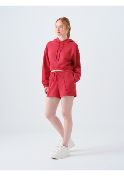 Loose Crop Kadın Sweatshirt Kırmızı