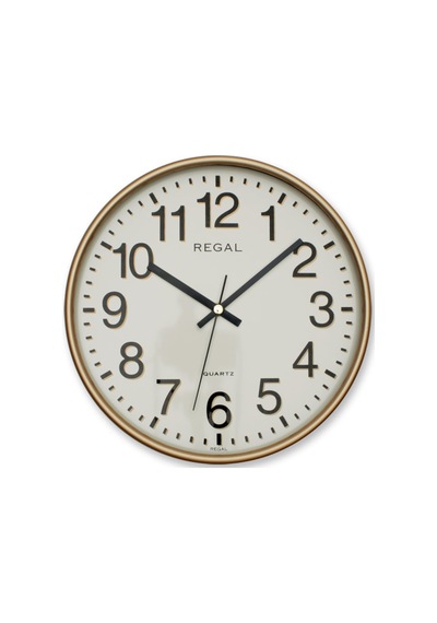0252 Gı Yuvarlak 26 Cm Yaldız Çerç. Duvar Saati Bej