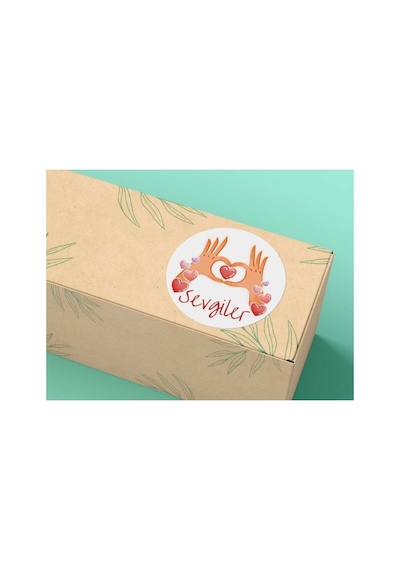 Sevgiler Etiketi Kırmızı Kalp Yuvarlak Mat Sticker 4 Cm 100 Adet Çok Renkli