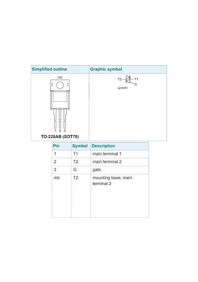 Bt139 - To220 16A 600V Triyak
