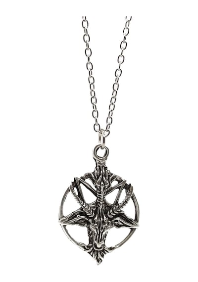 925 Ayar Gümüş Kaplama Ters Pentagram Keçi Kafası Kolye Gümüş