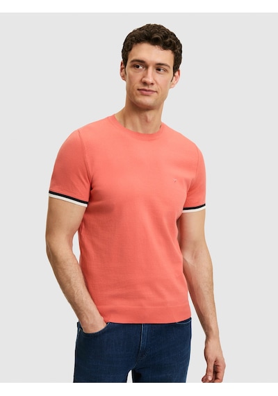 Mercan Slim Fit Bisiklet Yaka Triko T-shirt Kirmizi