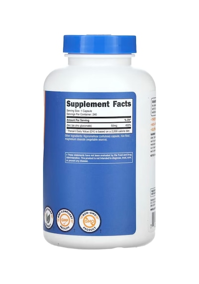 Nutricost Zinc Gluconate 240 Vegetarian Capsules 50mg - Glu...
