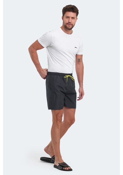 Slazenger Reno Erkek Cepli Deniz Şortu Koyu Gri Mayo Koyu Gri