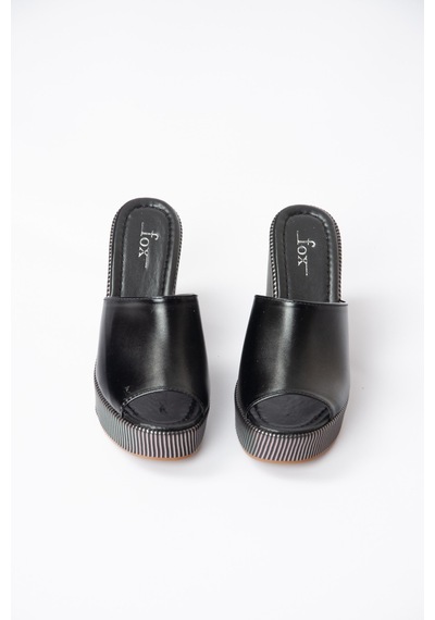 Fox Shoes Siyah Dolgu Topuklu Kadın Terlik K250101509
