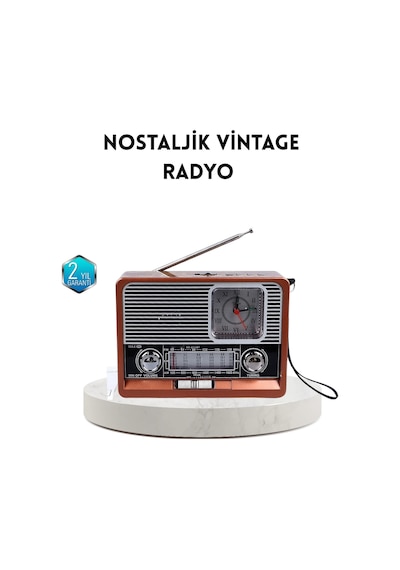 Dekoratif - 230 - Vintage Radyo Kla Görünüm, Modern Fonksiyon Ve Uzun - Spt-gld - Ömürlü Kullanım