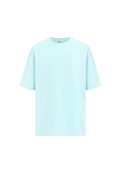 Vamos Basic Oversize Bisiklet Yaka Tişört Bebe Mavi