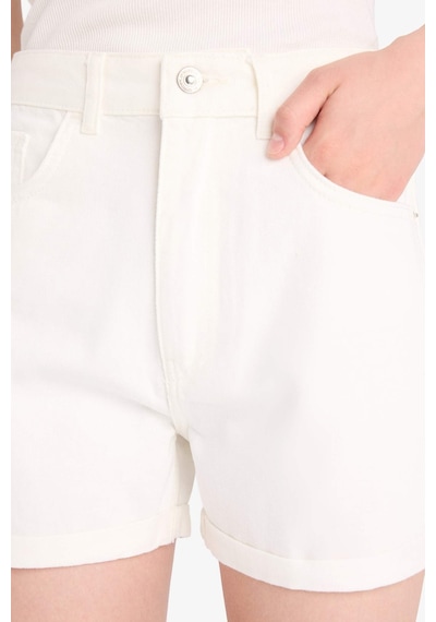 Defacto Mom Fit Yüksek Bel Katlamalı Paça Jean Şort E4695ax25smwt1 Beyaz