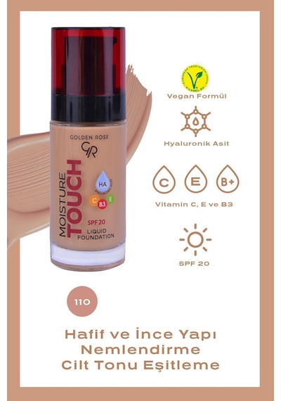 Moisture Touch Liquid Foundation Spf20 No: 110 Nemlendirici Etkili Fondöten