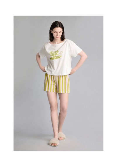 Defacto Oversıze Kısa Kollu 2li Leylak Şortlu Pijama Takımı I0438ax26hspr249 Mor-pr249