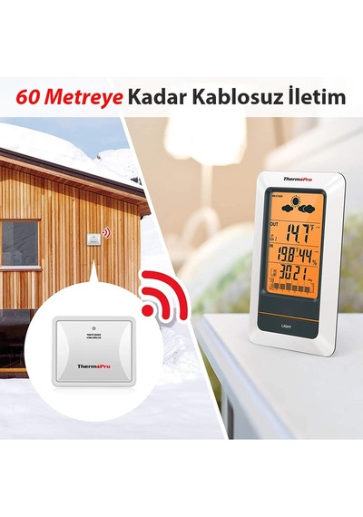 ThermoPro TP67A Wifi İç-Dış Mekan Dijital Sıcaklık Nem Basınç Ölçer - T08651