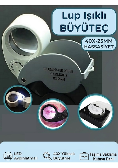 40x25mm Kuyumcu Saatçi Büyüteç Cep Lup Büyüteç Elmas Pullar Madeni Kontrol Tamirci Lup