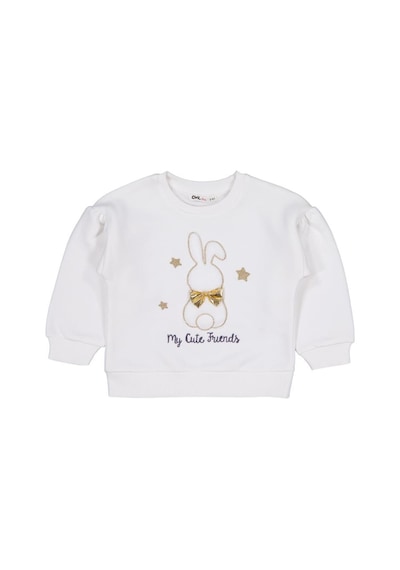 Civil Girls Tavşan Nakışlı 2-5 Yaş Sweatshirt - Ekru