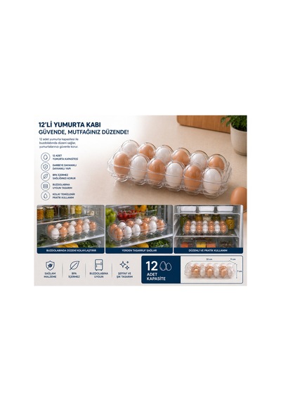 Emilahome 12'li Yumurta Kabı Şeffaf - 870570285 Şeffaf