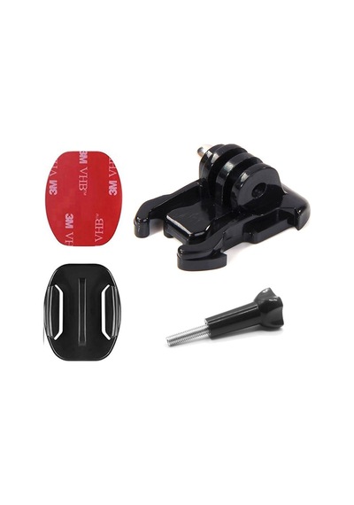 Gplus Bs04yvh 4 Parça Flat Düz Yüzey Hızlı Tak Aksiyon Kamera Uyumlu 3m Yapışkanlı Motor Kask Bağlantı Seti Siyah