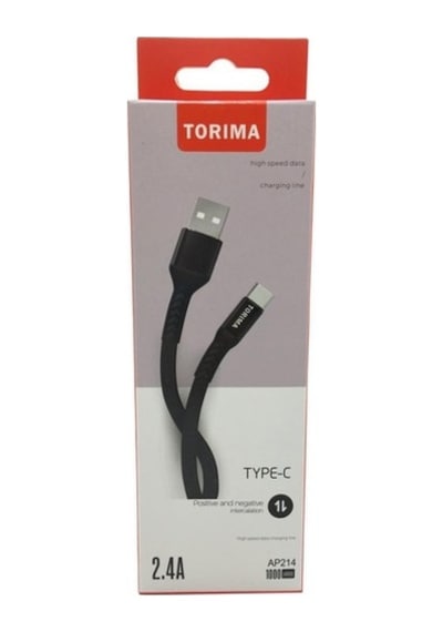 Torima Type-C 2.4A 1M Yassı Kablo Siyah (426144803)