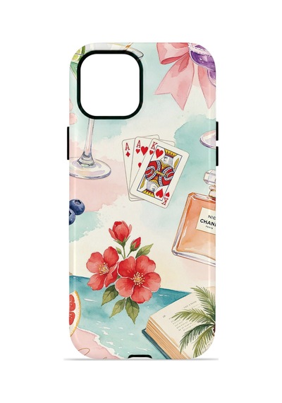 Apple iPhone Uyumlu 15 Vorian Çift Katmanlı Magsafe Kılıf Mediterranean Holiday Collage