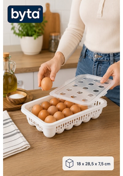 15'li Kapaklı Yumurta Saklama Kabı Buzdolabı Yumurta Organizeri Yumurtalık Saklama Kutusu Plastik Düzenleyici Bpa İçermez Beyaz