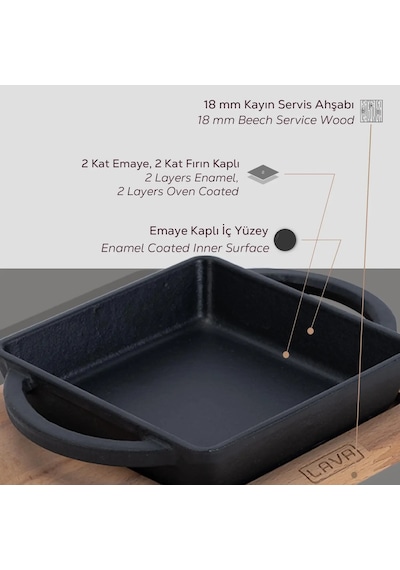 Lava Sahan Kare Siyah Mat Ahşap Stand 12 X 12 Cm Eco Gümüş