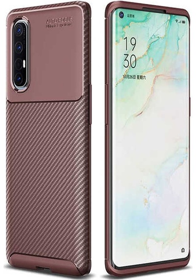 Noktaks - Oppo Reno 3 Pro 5g Uyumlu Kılıf Parmak İzi Tutmayan Karbon Negro Silikon Kapak - Kahverengi - T13469