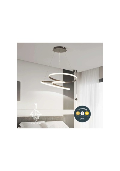 Modern Siyah Sarmal Helix Led Avize - Kumandalı & 3 Renk Işık 50cm