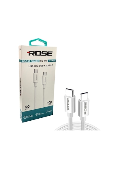 Rose Mr-940 Type-c To Type-c 60watt 1metre Şarj Kablosu