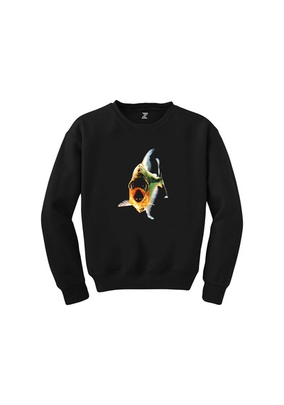 Pirana Balık Siyah Sweatshirt