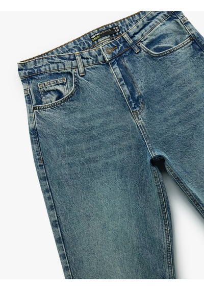 Koton Pamuklu Cep Detaylı Bol Baggy Jean Pantolon Orta İndigo 6wam40023ıd İndigo