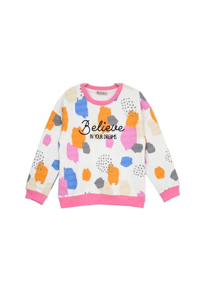 Alglıfe Kız Çocuk Renkli Sweatshırt Pembe