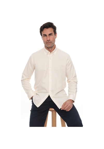 Slim Fit Uzun Kol Pamuklu Hediye Kutulu Kolay Ütülenebilir Erkek Gömlek Fs-002225 - Krem-3167