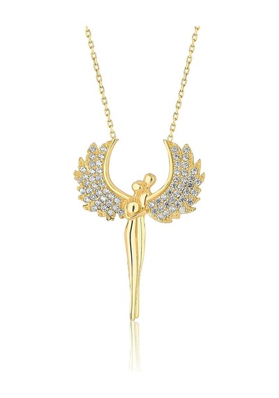 Papatya Silver 925 Ayar Gümüş Gold Kaplama Sevgili Melek Kolye