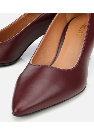 Hotiç Kadın Deri Bordo Esnek Tabanlı İnce Topuklu Stiletto